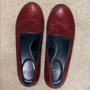 Dansko Red Loafers with Snake Skin Look Size 38